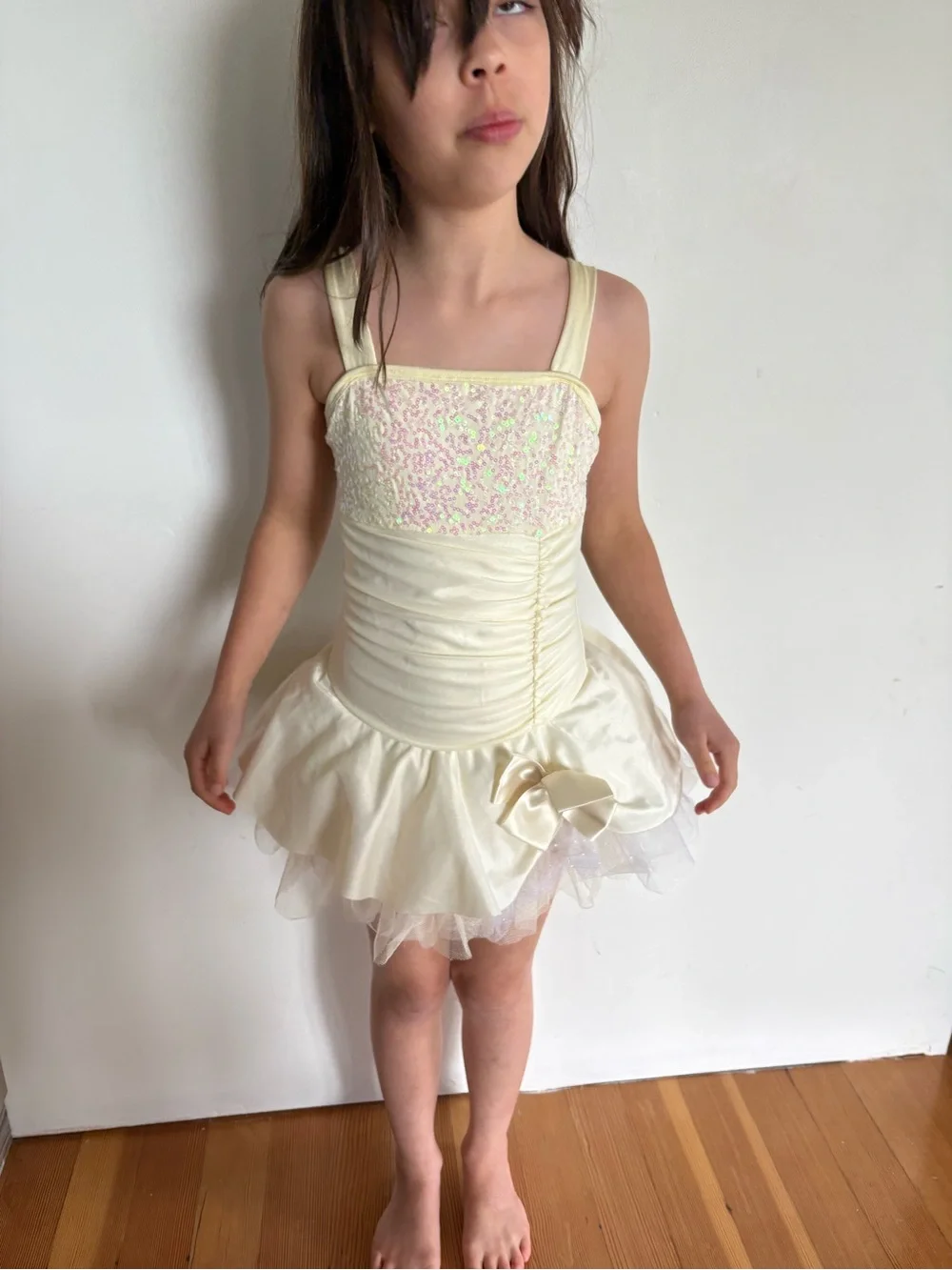 Girls Cream Sequin Ballet Tutu Costume Dress